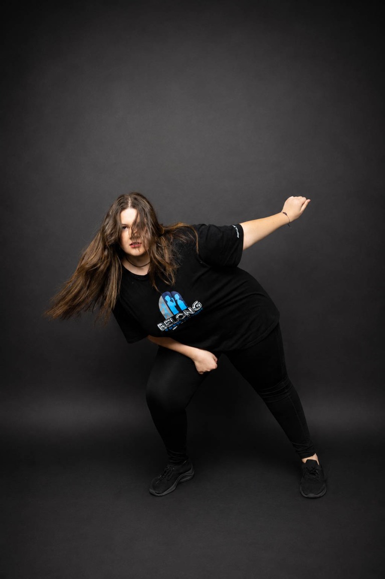 Belong dancer holding a dynamic pose