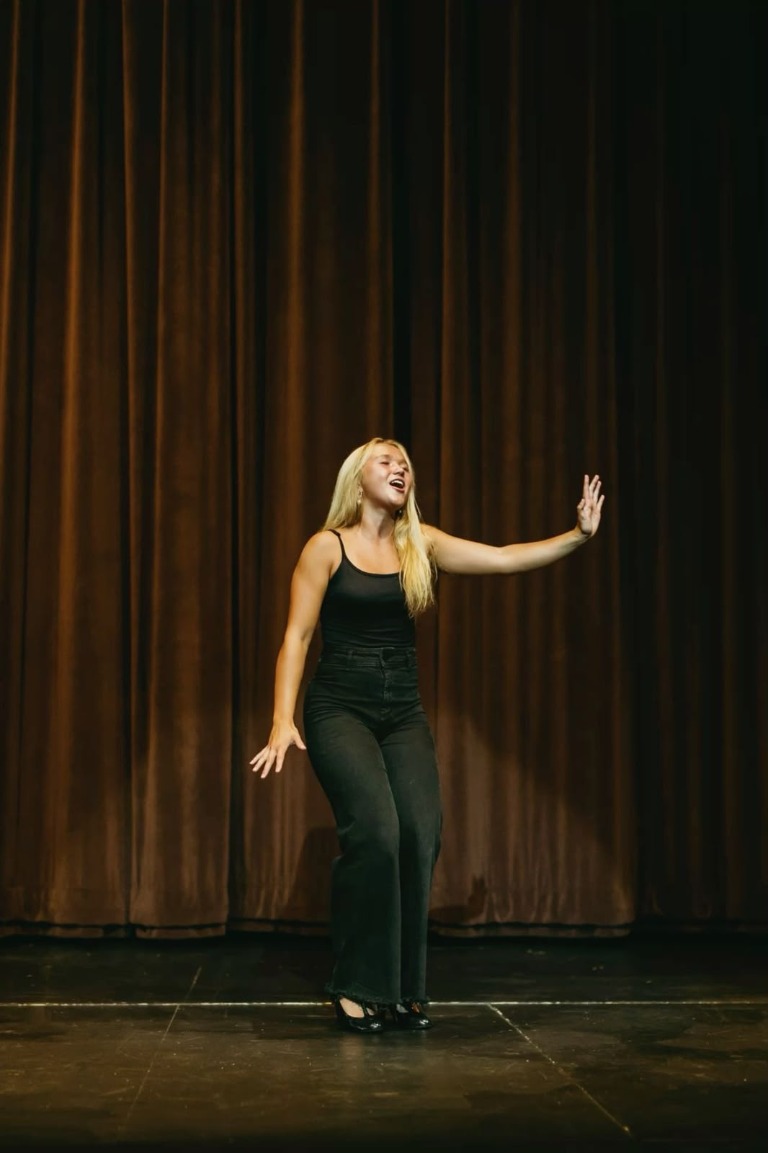 Acting student performing on stage